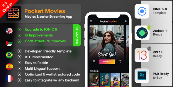 Online Video Streaming and Movies Android App + Movies iOS App Template| Online Series App | IONIC 5