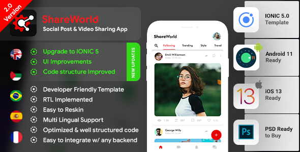 Social Network App Template| Video Story, Chats, Group Chats| Android + iOS |IONIC 5