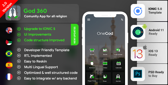 Community Android App + Community iOS App Template | HTML + Css IONIC 5 | OneGod