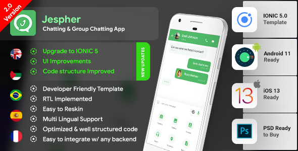 Chatting & Group Chatting Android + Chatting iOS App Template | HMTL +  Css IONIC 5 |  Jespher