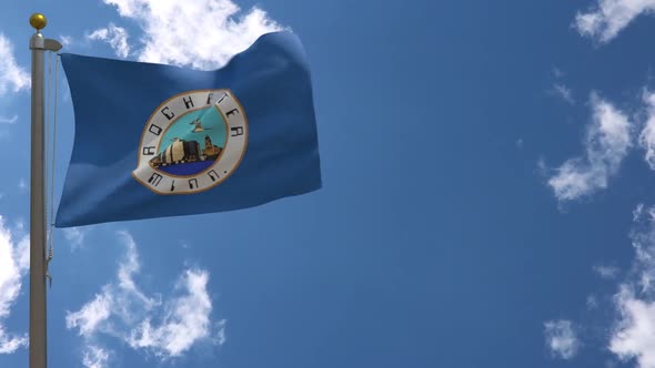 Rochester City Flag Minnesota (Usa) On Flagpole