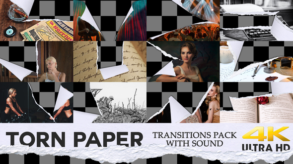 Torn Paper Transitions With Sound