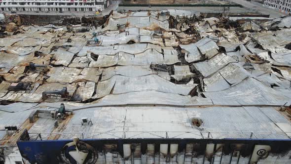 Bucha, kyiv, Ukraine - 01.04.2022: War in Ukraine. Shopping center destroyed by russian military for