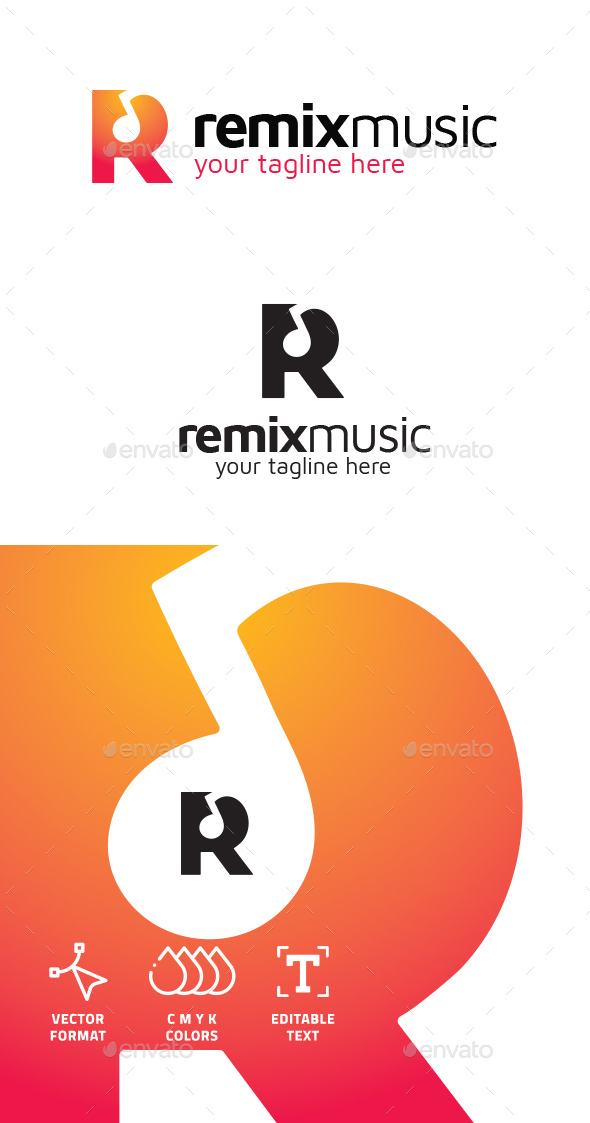 R Letter Logo - Remix Music Logo