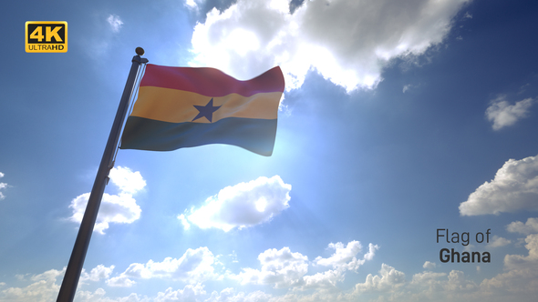 Ghana Flag on a Flagpole V4 - 4K