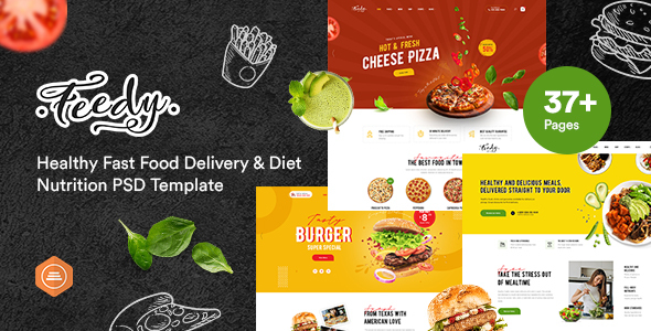 Feedy - Healthy Fast Food Delivery & Diet Nutrition PSD template