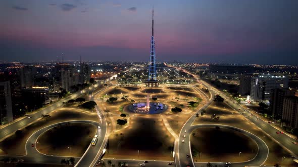 Aerial landscape of landmark country brazilian capital. Downtown Brasilia Brazil.