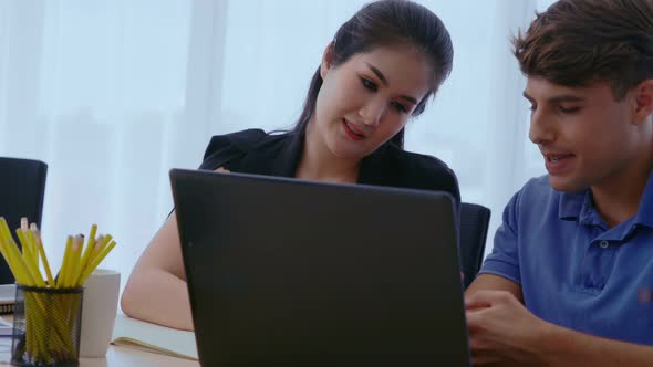 Creative Business People Group Having Conversation at Office Desk in Workplace