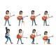 Woman Guitarist Singing in Various Poses - GraphicRiver Item for Sale