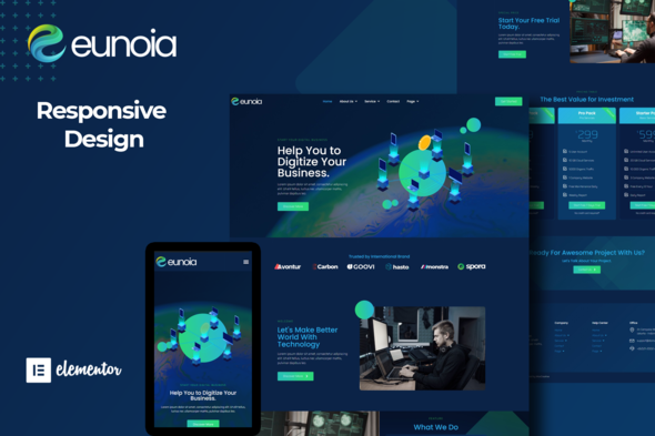 Eunoia - Tech Company Digital Service Elementor Template Kit