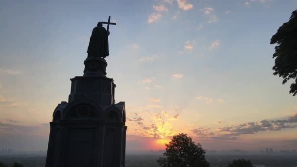 Monument To Vladimir the Great at Dawn in the Morning. Kyiv, Ukraine