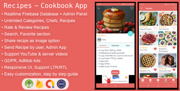 Recipes - Cookbook App for Android with Admin Panel