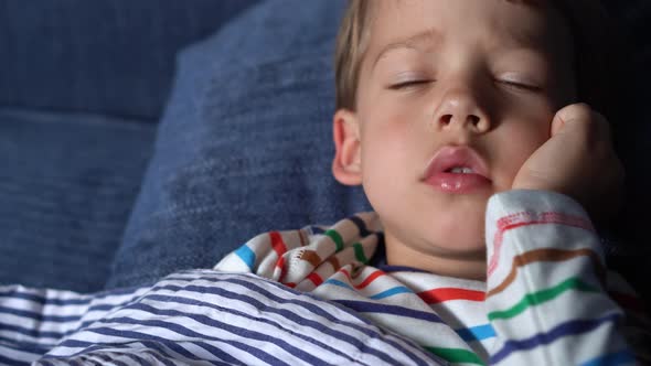 Portrait of Sick Ill Little Preschool Child Boy