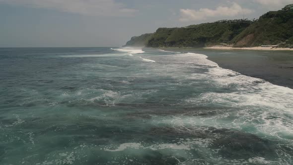 Water Surface with Big Waves Aerial View