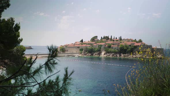 Sveti Stefan Is a Tourist Town By the Sea. Montenegro. Day