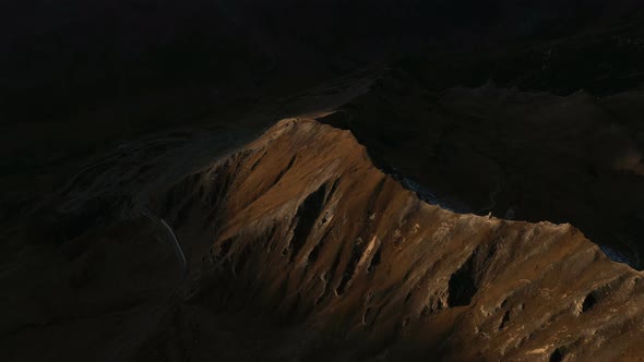 Evening Aerial View Of Snowed Alps Summits 