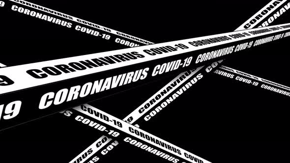 The animation warns the Coronavirus. 4K video black and white line signboard Covid-19 close-up.