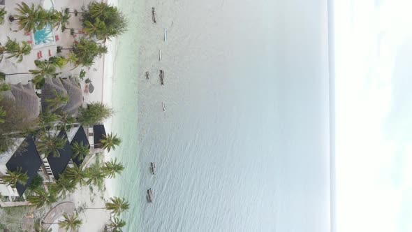 Zanzibar Tanzania  Vertical Video of the Ocean Near the Coast Slow Motion