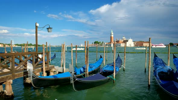 Gondolas in Lagoon of Venice, Italy