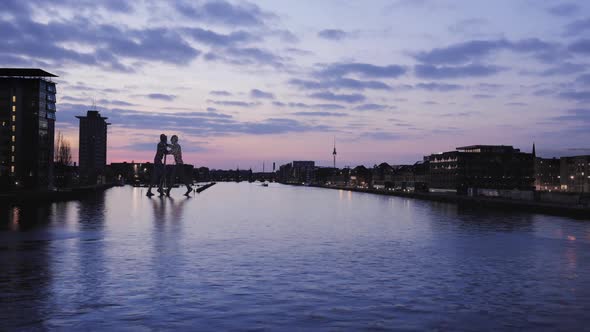 Berlin River Spree Germany Dusk Clouds Timelapse