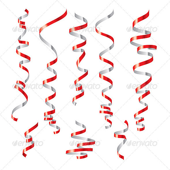 Red holiday streamers