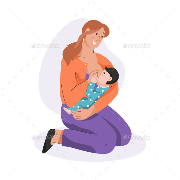 Young Mother Breastfeeding Her Newborn Baby