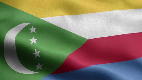 Comoros Flag Seamless Closeup Waving Animation