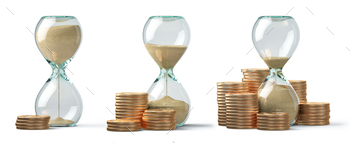 . Return on investment, deposit, growth of income and savings, time is money concept. Business success. 3d illustration