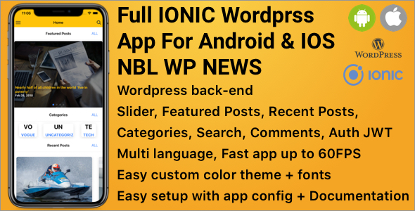 Full IONIC Wordprss App For Android & IOS | NBL WP NEWS