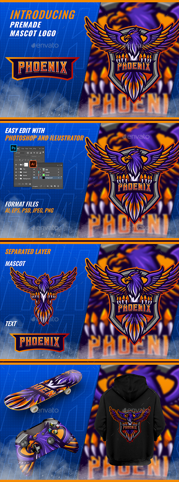 Download Graphicriver 31389295 Phoenix Eagle Mascot Esport Logo Zip Updated Nulled Free Download