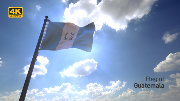 Guatemala Flag on a Flagpole V4 - 4K