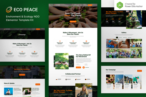 EcoPeace – Environment & Ecology NGO Elementor Template Kit