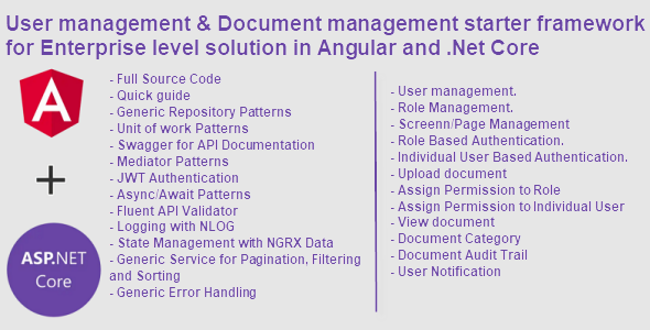 User Management & Document Management Starter Framework for Enterprise Solution in .Net Core Angular