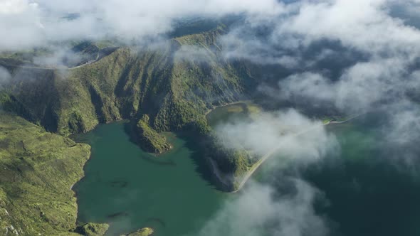 Aerial View of Agua de Alto and Lagoa do Fogo, Azores, Portugal.