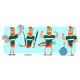 Fitness Exercise For Man Vector Cartoon Characters Set. - GraphicRiver Item for Sale