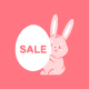 Cute Easter Bunny With Egg And Text Sale Vector Cartoon Character. - GraphicRiver Item for Sale