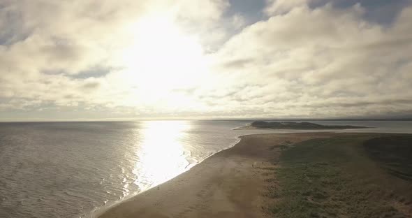 Drone shot along beach