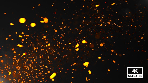 Fire Particles Flying Slowly In Smoke Background Looped V4