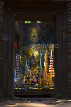 Ancient Wat Phu Khmer temple, Pakse, Champasak,Laos. Rock carving of Apsara / Photodune, Misc