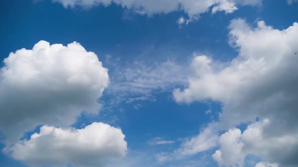 Clouds Move Smoothly in the Blue Sky. Timelapse