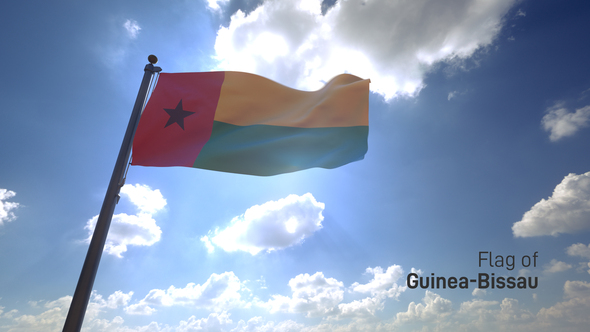 Guinea-Bissau Flag on a Flagpole V4