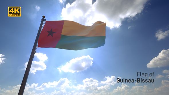 Guinea-Bissau Flag on a Flagpole V4 - 4K