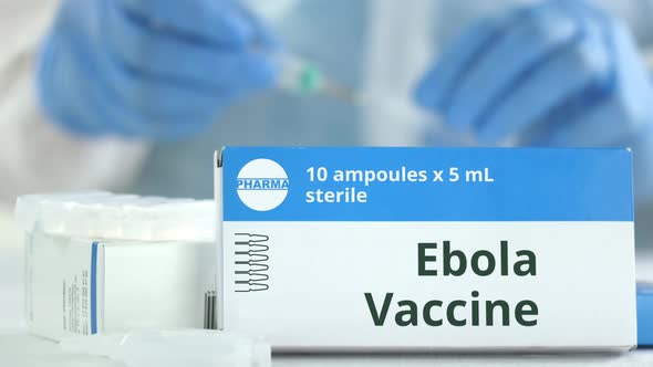 Ampoules with Ebola Vaccine on the Table