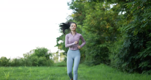 Asian young woman run and break