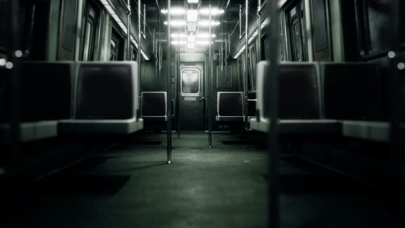 Inside of New York Subway Empty Car