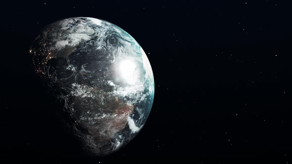 Day to night realistic Planet Earth from space, 4K, 3D rendering.