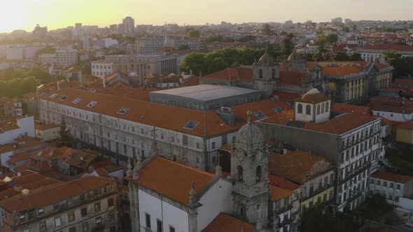 Porto in Portugal, aerial drone cityscape view 4k