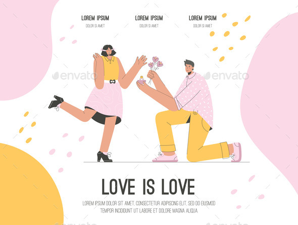 Vector Landing Page of Love is Love Concept
