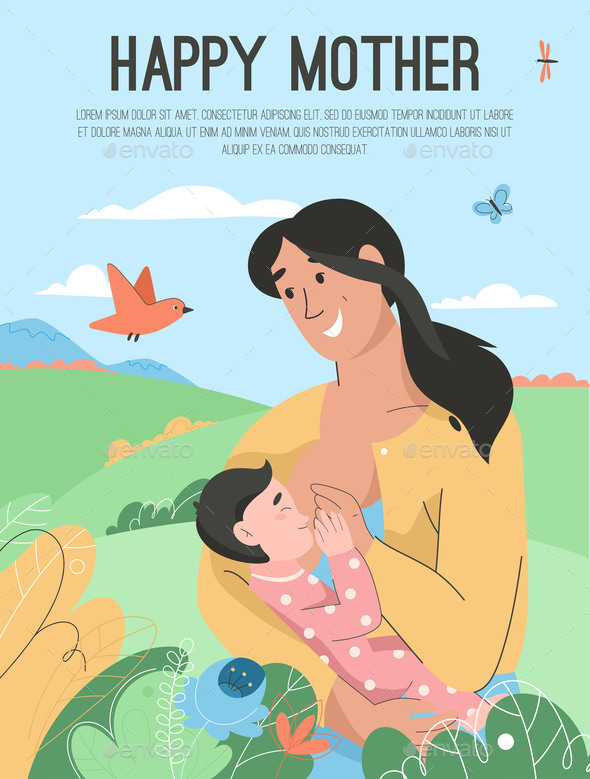 Vector Poster of Happy Mother Concept