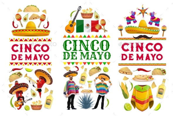 Cinco De Mayo Mexican Holiday Vector Banners